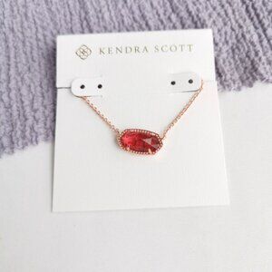 Kendra Scott Elisa Rose Gold Necklace Berry red glass
